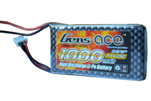 AE Gens Ace Li-Po battery 7.4V 1000 mAh 2S1P 25C Soft Case