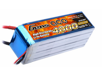 AE Gens Ace Li-Po battery 22.2V 4000 mAh 6S1P 25C Soft Case, подходит к Trex 600