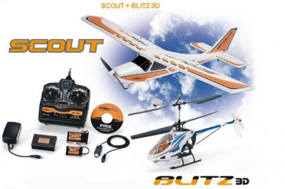 Комплект радиоуправляемый вертолет + самолет FLIGHTBOX BLITZ 3D + SCOUT
