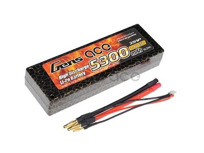 AE Gens Ace Li-Po battery 7.4V 5300 mAh 2S1P 65C T-Plug Hard Case