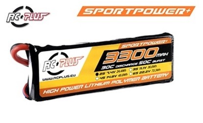 RC Plus SPORTSLINE Li-Po battery 7.4V 3300 mAh 2S1P 30C T-plug Soft Case