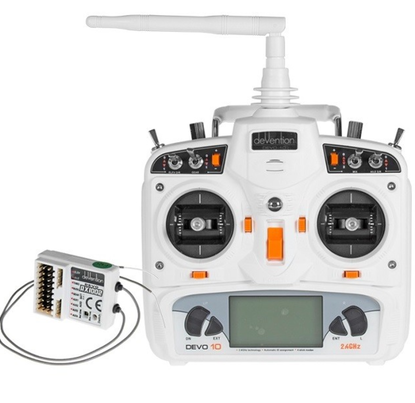 Комплект аппаратуры Walkera DEVO-10 / RX1002 для мультикоптеров, вертолетов и самолетов, (белый)