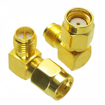 Разъем UHF RP-SMA Male to RP-SMA Female Adapter Right Angle RF Connector