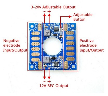BEC регулируемый 12/3-20V + плата распредиления питания